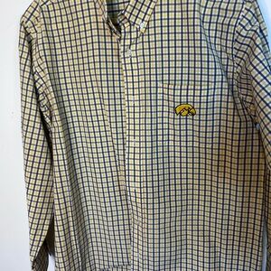 Iowa Hawkeyes Yellow and Black Checkered Men's Shirt